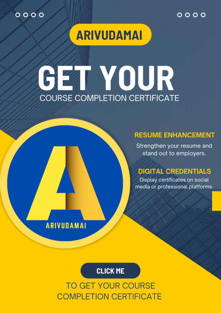 Course Completion Certificate - Arivudamai : Online Courses